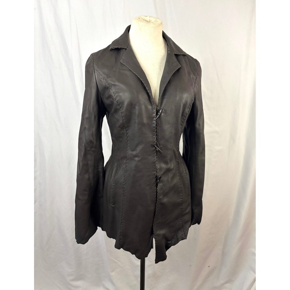 Michelle Julene Couture Leather Jacket Fitted Western OOAK Brown Rare Boho